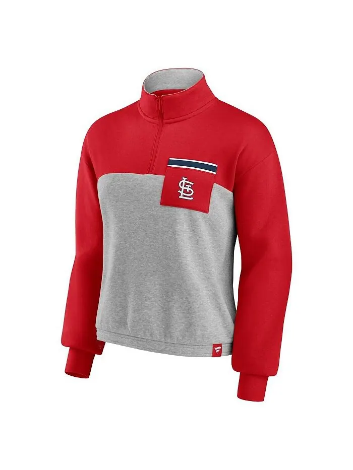 Женский фирменный красный топ с застежкой-молнией на четверть талии St. Louis Cardinals с поясом — изображение 3 из 3