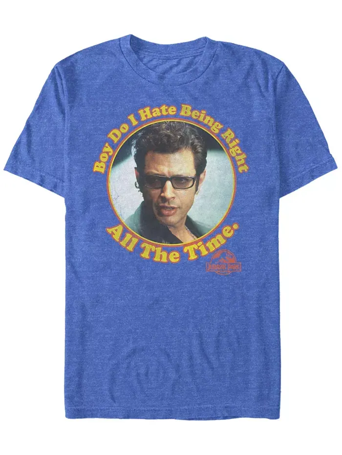 Футболка с коротким рукавом для мужчин Jurassic Park Hate Being Right All The Time Fifth Sun — изображение 1 из 1