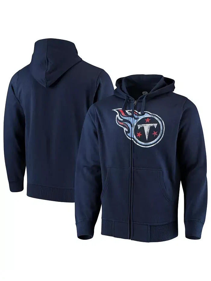Мужская синяя толстовка с молнией Tennessee Titans с основным логотипом G-III Sports by Carl Banks