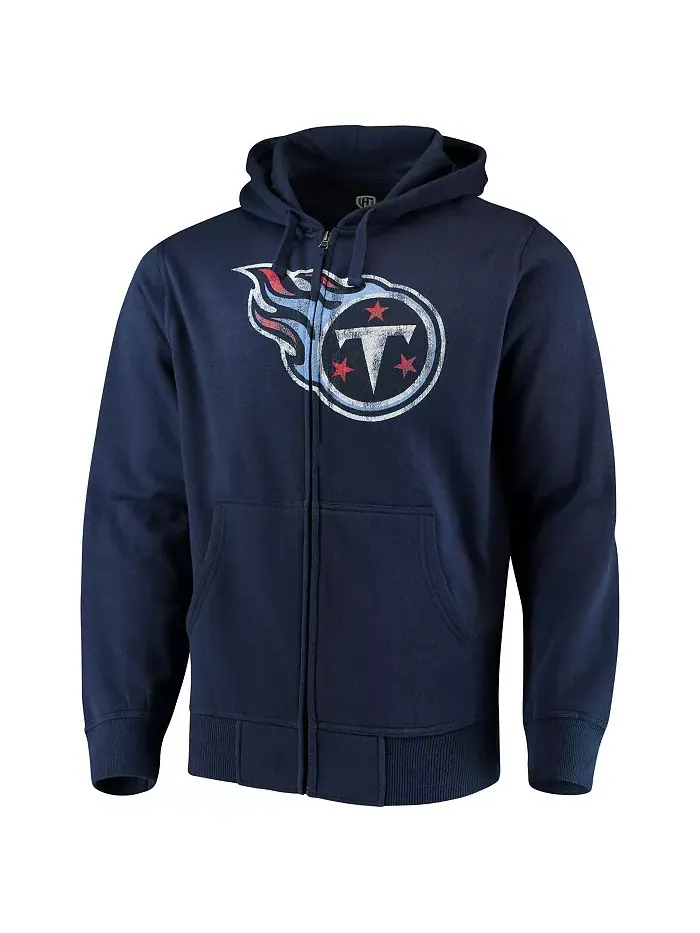 Мужская синяя толстовка с молнией Tennessee Titans с основным логотипом G-III Sports by Carl Banks — изображение 2 из 3