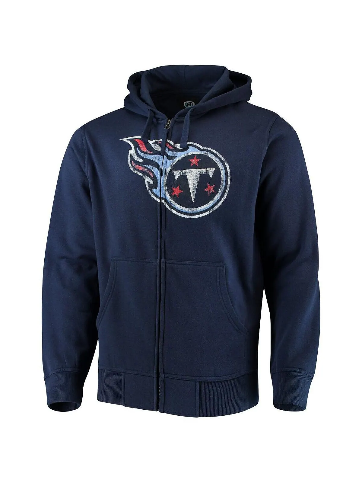 Мужская темно-синяя толстовка с капюшоном tennessee titans primary logo с молнией во всю длину — изображение 2 из 3