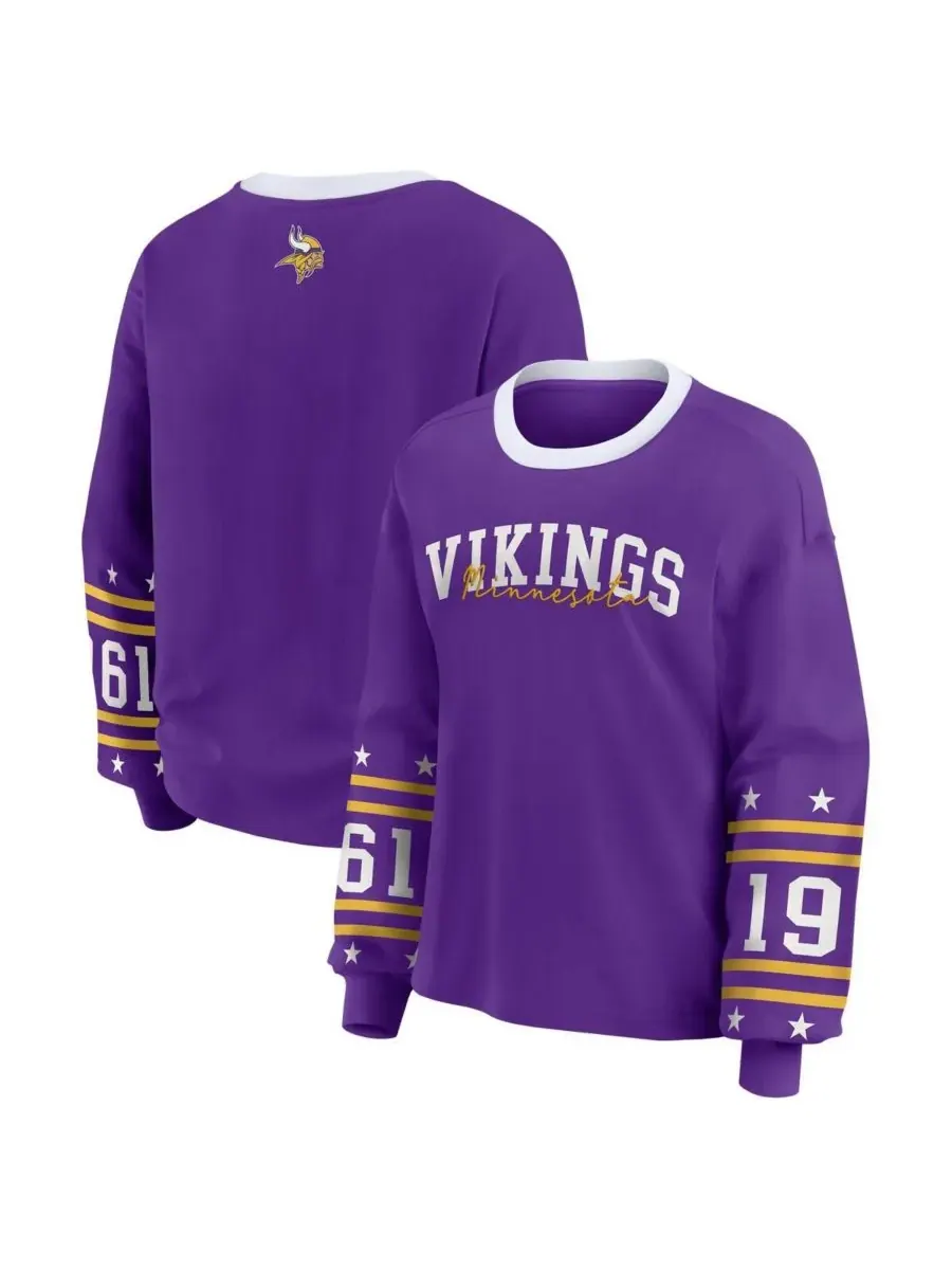 WEAR by Erin Andrews Женская фиолетовая спортивная футболка с длинными рукавами Minnesota Vikings — изображение 1 из 3