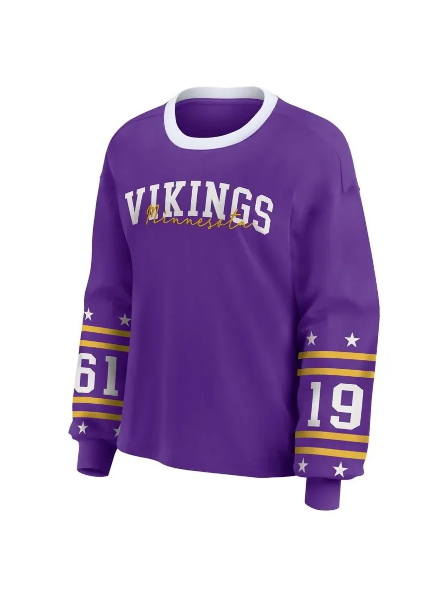 WEAR by Erin Andrews Женская фиолетовая спортивная футболка с длинными рукавами Minnesota Vikings — изображение 2 из 3