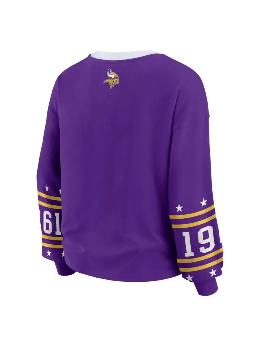 WEAR by Erin Andrews Женская фиолетовая спортивная футболка с длинными рукавами Minnesota Vikings — изображение 3 из 3