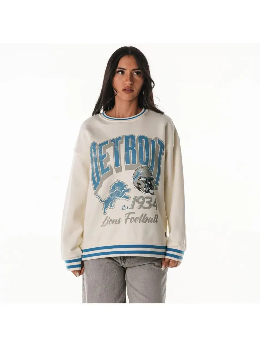 The Wild Collective Женская кремовая толстовка Detroit Lions в винтажном стиле из французского — изображение 1 из 2, бежевый