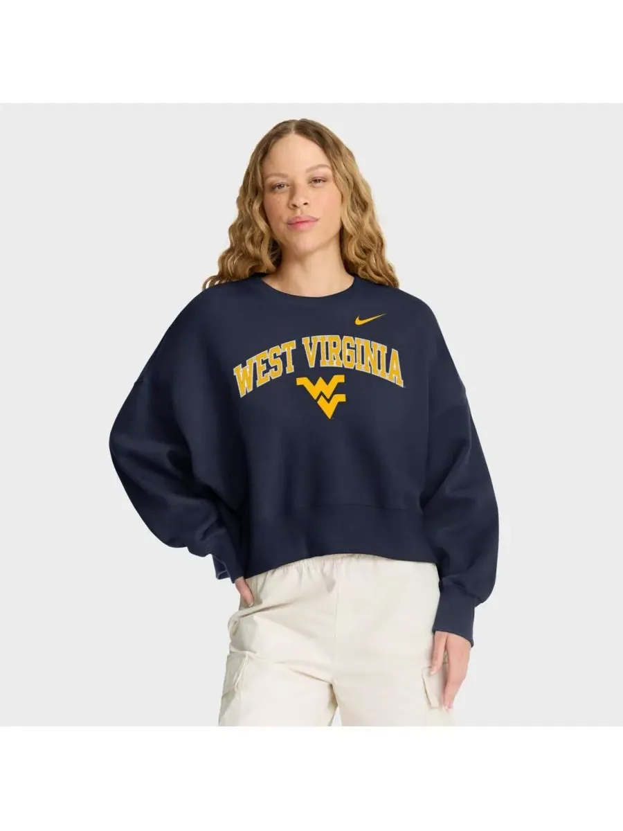 Nike Женская темно-синяя толстовка West Virginia Mountaineers Oversized Phoenix Arch Pullover