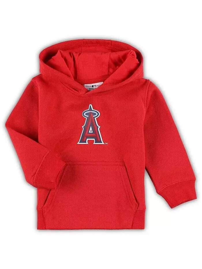 Красный флисовый пуловер с капюшоном и логотипом Los Angeles Angels Team для мальчиков и девочек