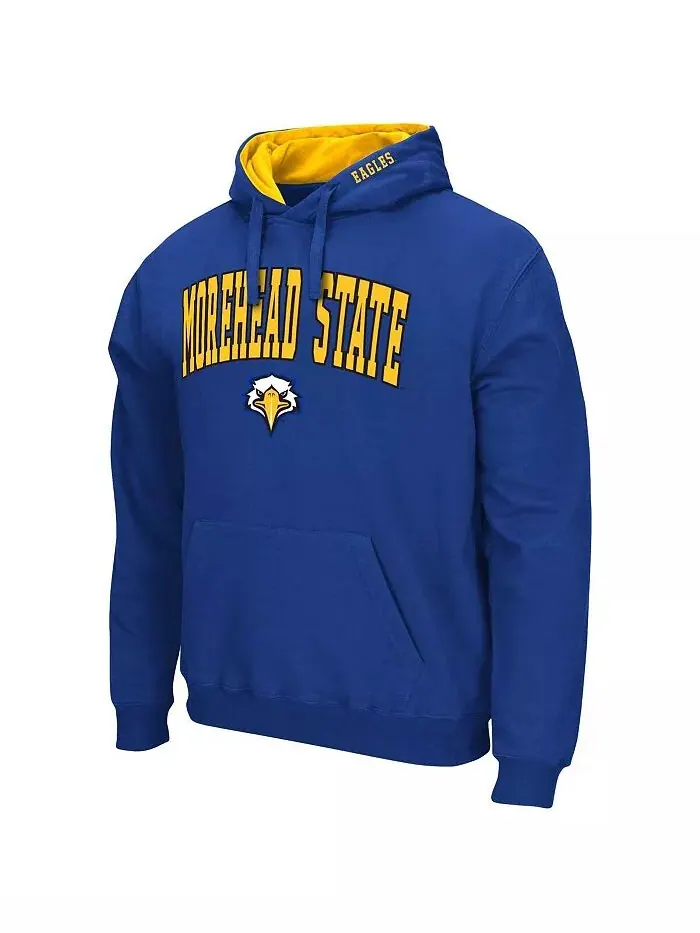 Мужская синяя толстовка с капюшоном Morehead State Eagles Arch & Team Logo 3.0 Colosseum — изображение 2 из 3