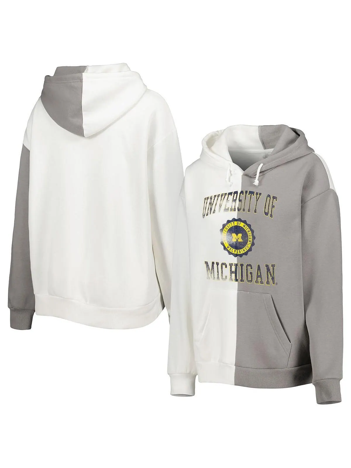 Женский серый/белый пуловер с капюшоном Michigan Wolverines Gameday Couture — изображение 1 из 3, серый белый