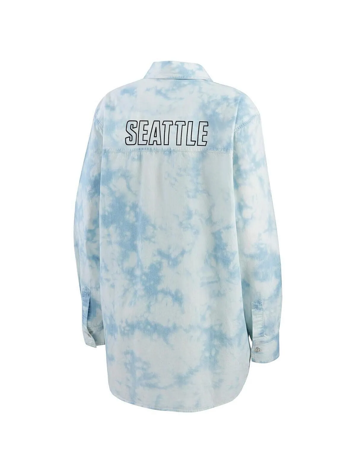 Женская белая джинсовая рубашка на пуговицах Seattle Kraken Oversized с принтом тай-дай WEAR by — изображение 3 из 3, белый