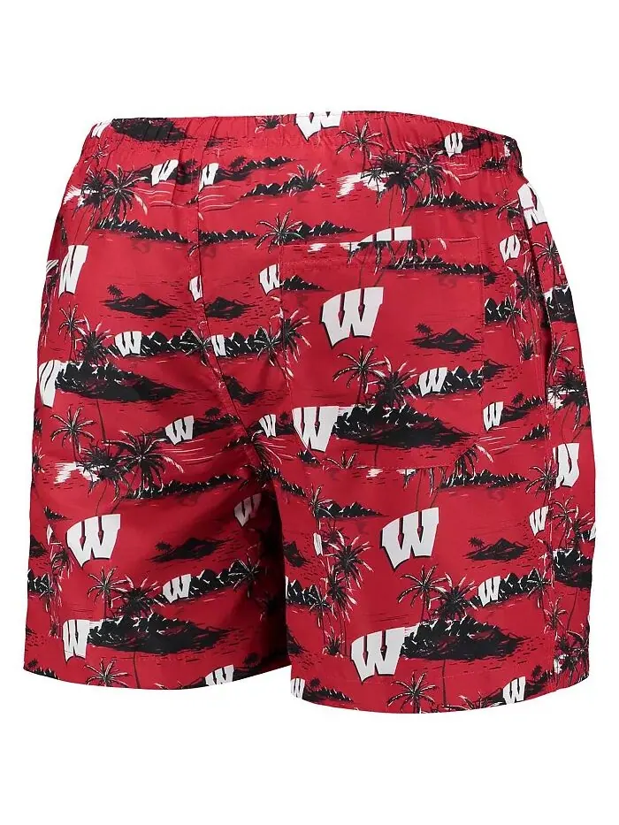 Мужские красные плавки Wisconsin Badgers Island Palm FOCO — изображение 4 из 4