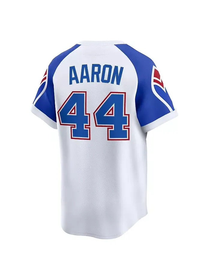 Мужская лимитированная ретро-джерси Hank Aaron White Atlanta Braves из коллекции Cooperstown Nike — изображение 3 из 3