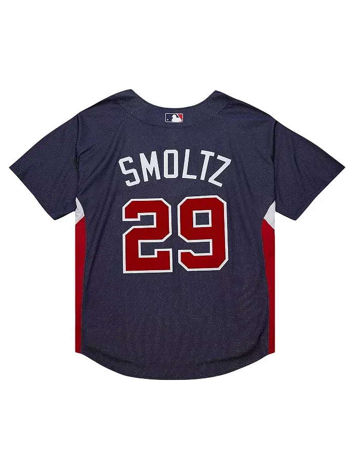 Мужская тренировочная бейсбольная майка Mitchell Ness John Smoltz в синем цвете из коллекции — изображение 2 из 4