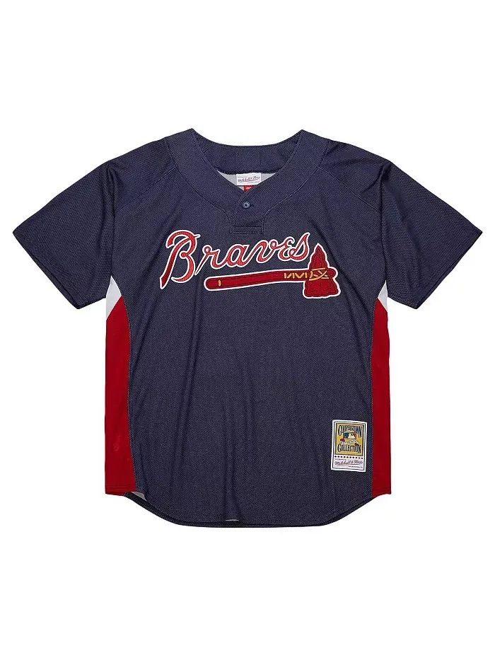 Мужская тренировочная бейсбольная майка Mitchell Ness John Smoltz в синем цвете из коллекции — изображение 4 из 4