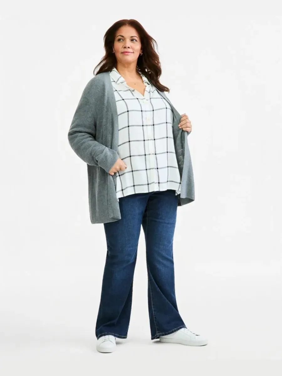 Рубашка с принтом в клетку с длинным рукавом Style & Co, Plaid Vanilla — изображение 4 из 4