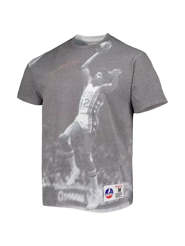 Мужская футболка Julius Erving Heather Gray New York Nets Above The Rim Mitchell & Ness — изображение 3 из 3