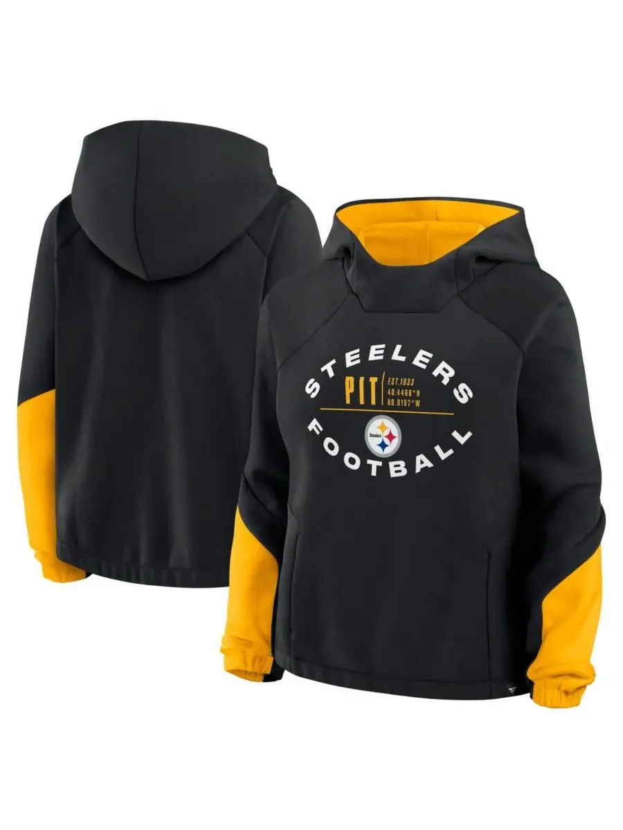Fanatics Женская черная толстовка с капюшоном Pittsburgh Steelers Oversized Redzone Bubble Screen — изображение 1 из 3