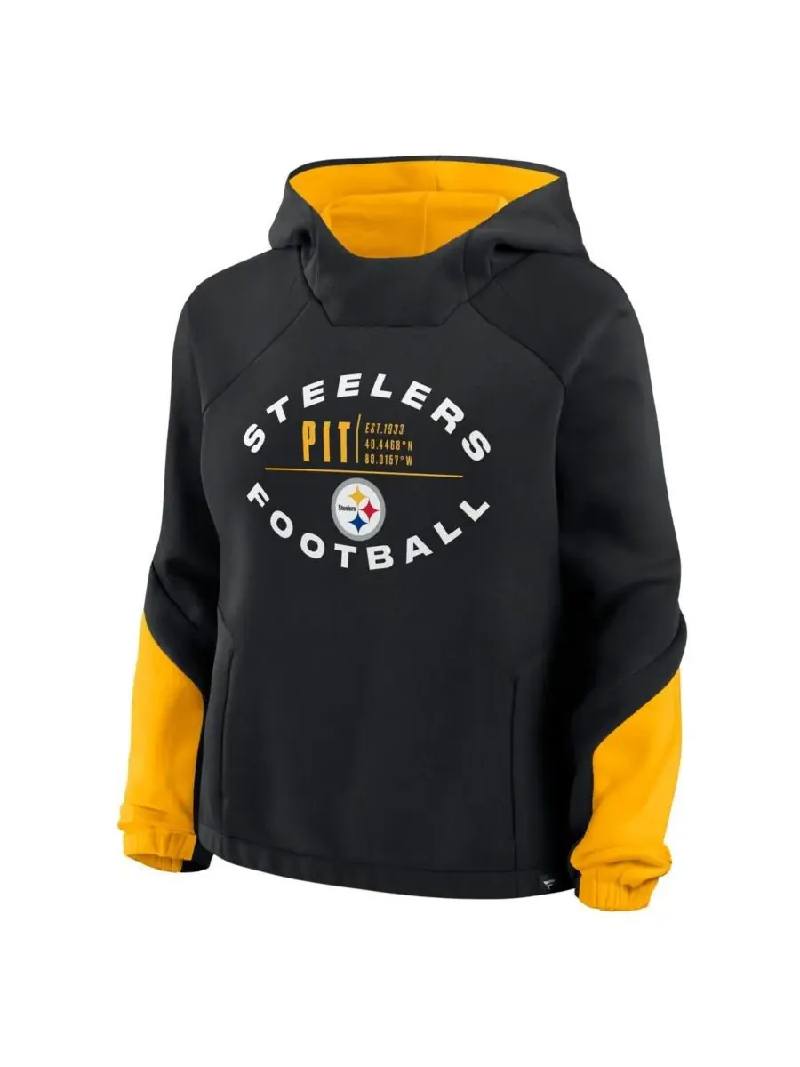 Fanatics Женская черная толстовка с капюшоном Pittsburgh Steelers Oversized Redzone Bubble Screen — изображение 2 из 3