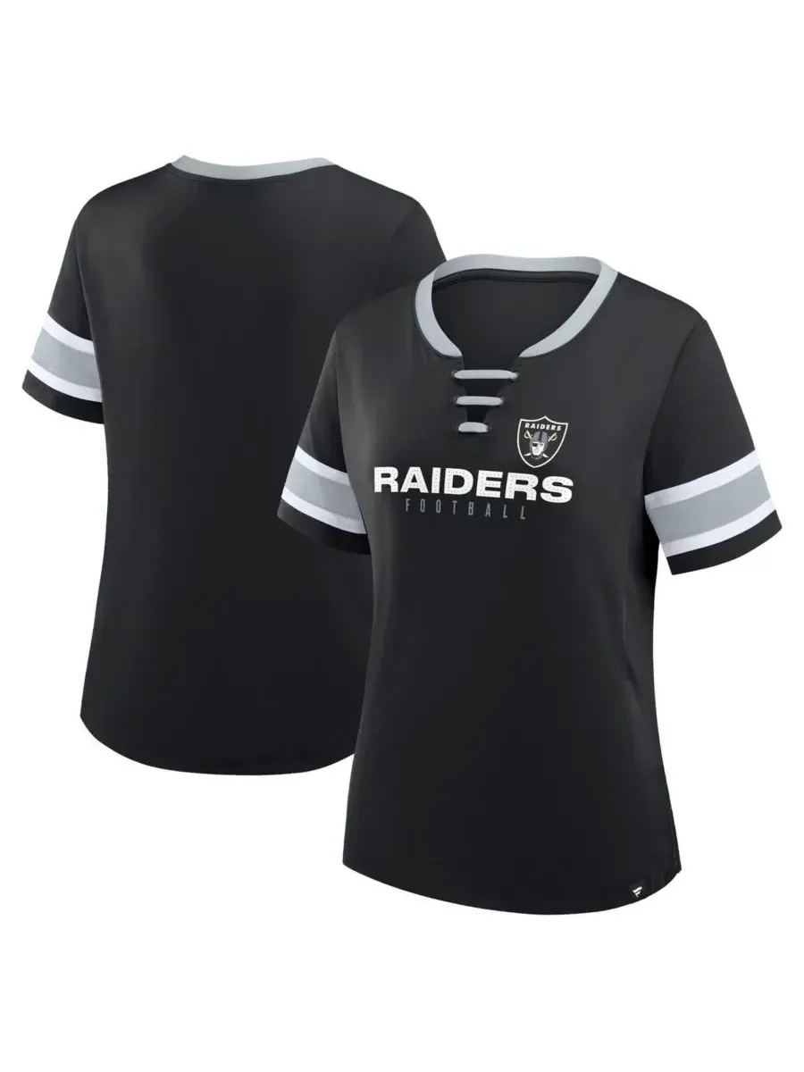 Fanatics Женская черная футболка Las Vegas Raiders Redzone Draw Play Athena на шнуровке — изображение 1 из 3, черный