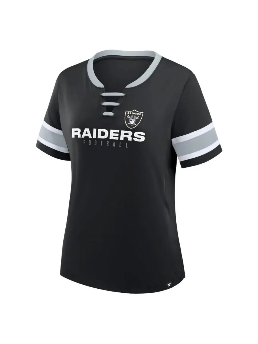 Fanatics Женская черная футболка Las Vegas Raiders Redzone Draw Play Athena на шнуровке — изображение 3 из 3, черный