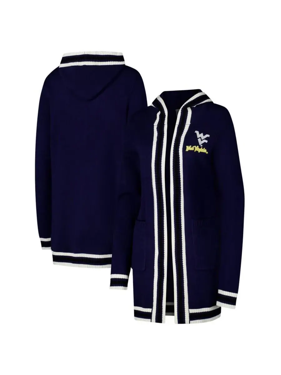 Gameday Couture Женский темно-синий кардиган-худи с полосками в стиле команды West Virginia — изображение 1 из 3