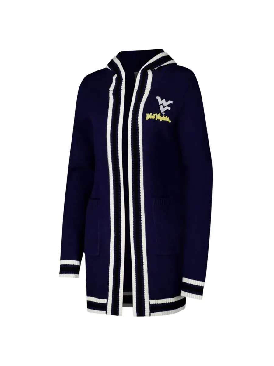 Gameday Couture Женский темно-синий кардиган-худи с полосками в стиле команды West Virginia — изображение 2 из 3