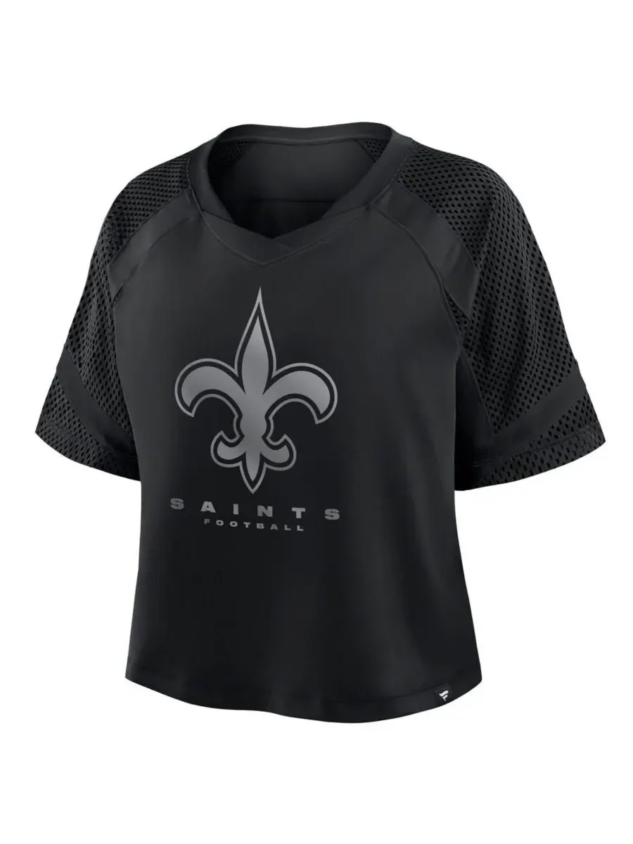 Fanatics Женская футболка New Orleans Saints оверсайз с V-образным вырезом и рукавами реглан — изображение 2 из 3, черный