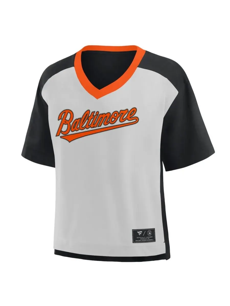 Fanatics Женская футболка с V-образным вырезом "Baltimore Orioles" оверсайз черного/графитового — изображение 2 из 3