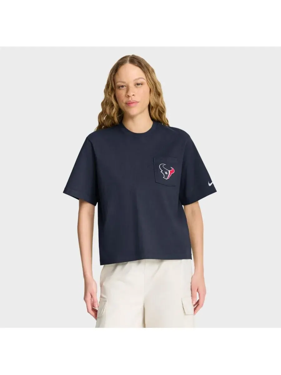 Nike Женская темно-синяя футболка Houston Texans Rewind Pocket Boxy — изображение 1 из 5, темно-синий