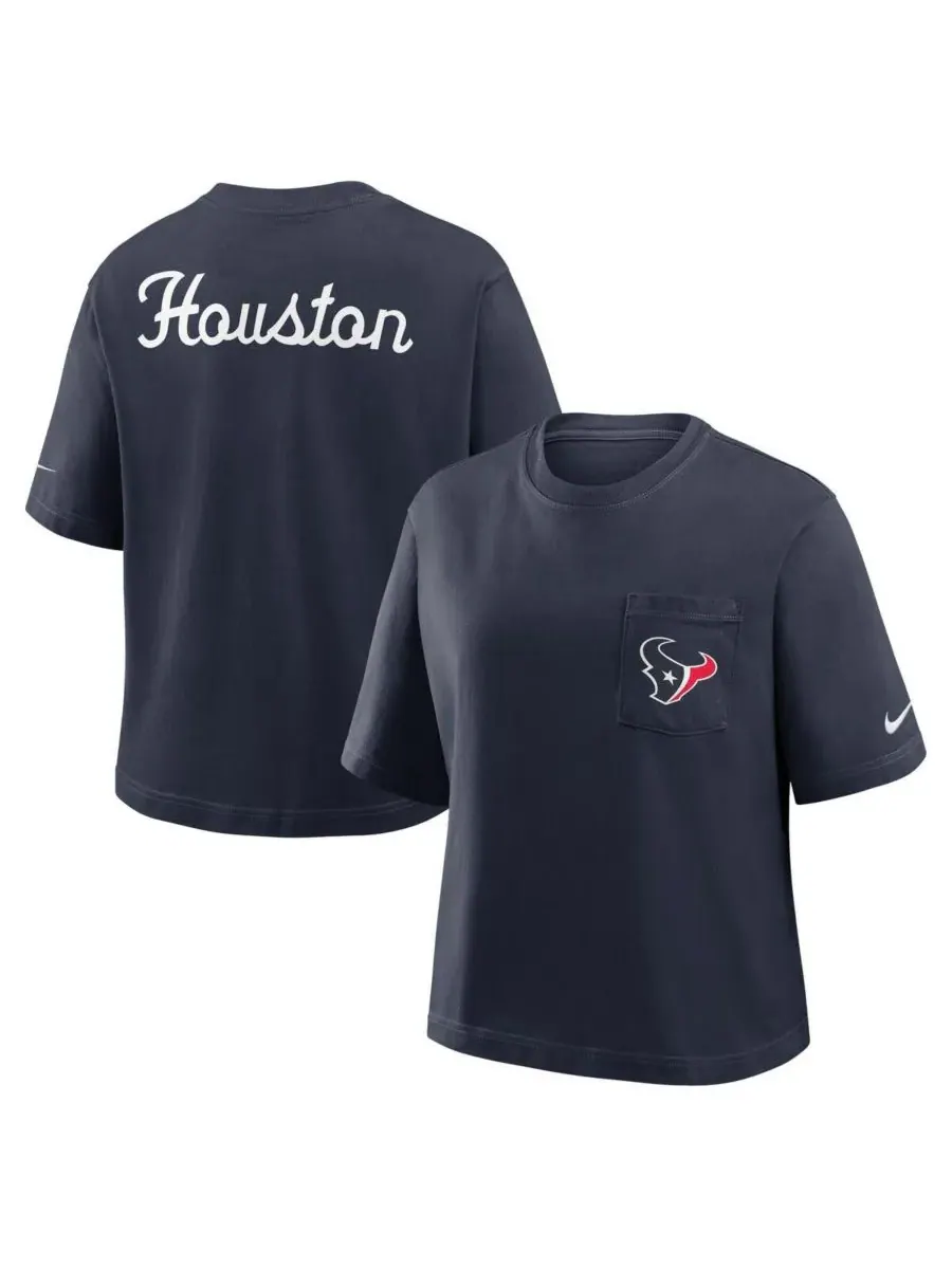 Nike Женская темно-синяя футболка Houston Texans Rewind Pocket Boxy — изображение 4 из 5, темно-синий