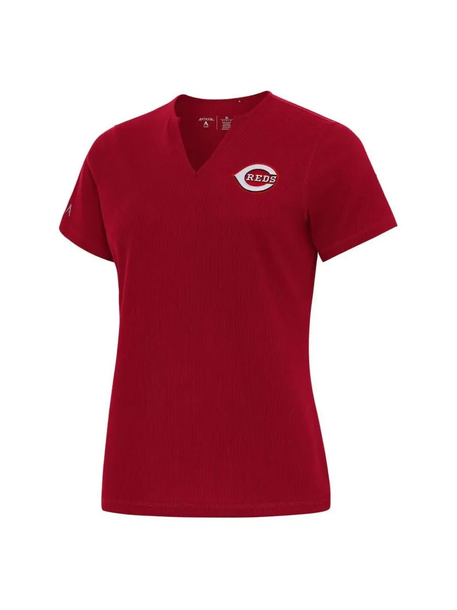 Antigua Женская красная футболка с вырезом на шее с символикой команды Cincinnati Reds — изображение 1 из 1, красный