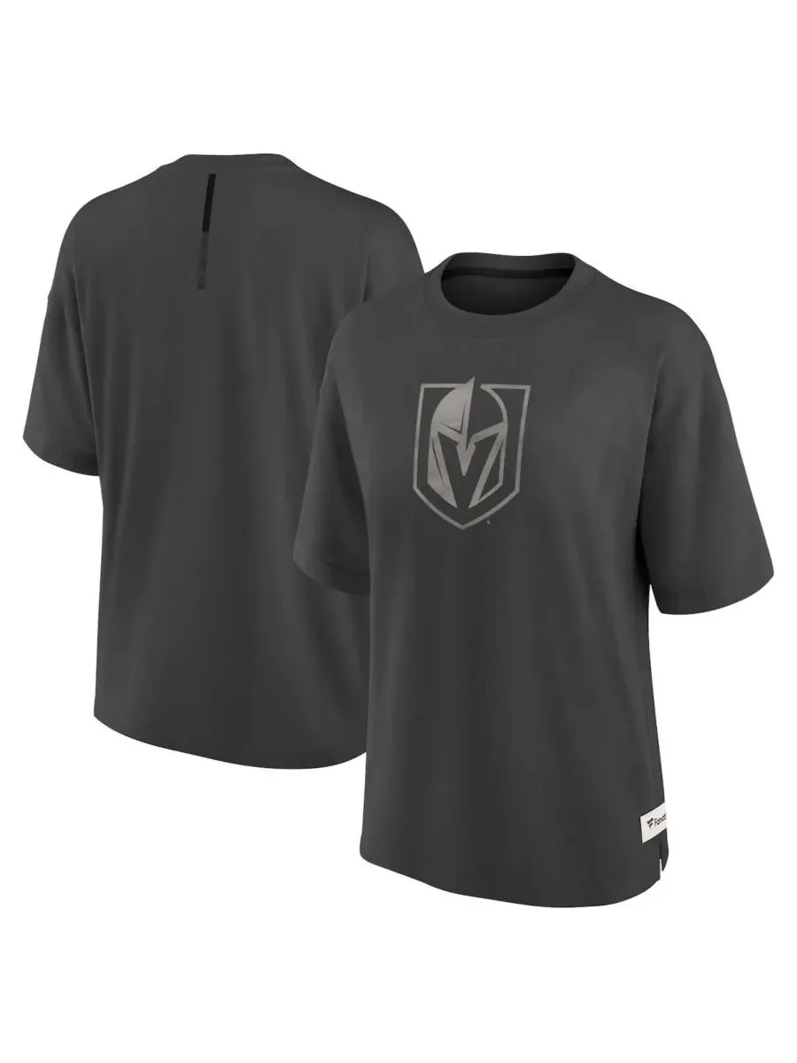 Fanatics Женская футболка угольно-серого цвета Vegas Golden Knights Oversized Elements Raw Edge — изображение 1 из 3