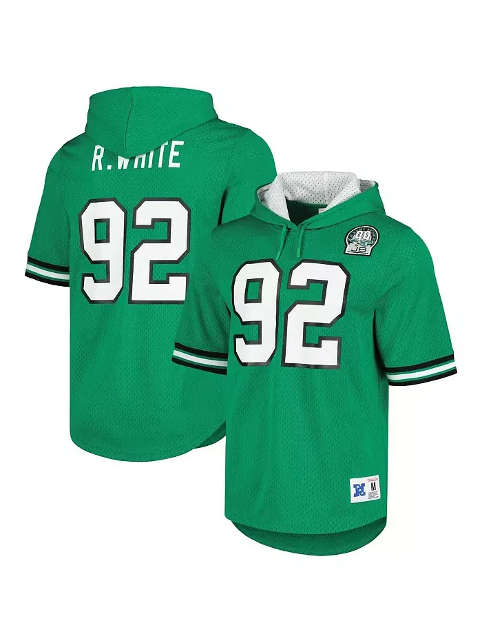 Мужская толстовка-футболка с сетчатой подкладкой Reggie White Kelly Green Philadelphia Eagles с