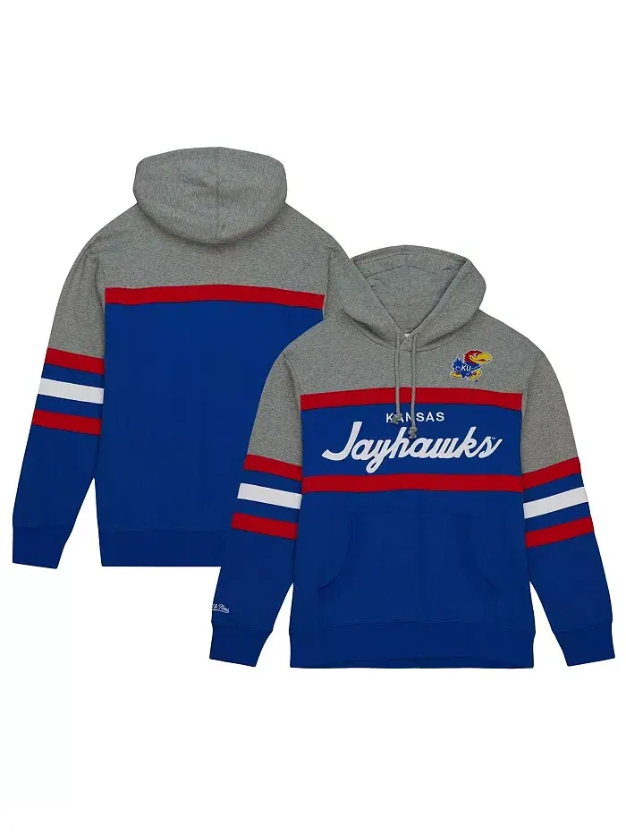 Мужская толстовка с капюшоном Royal Kansas Jayhawks Head Coach Mitchell & Ness