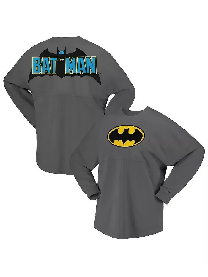 Мужская и женская серая футболка Batman Original с длинным рукавом Spirit Jersey — изображение 1 из 4
