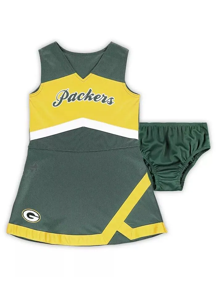 Маленькие девочки зеленое Green Bay Packers двухсекционное платье-джемпер Cheer Captain с
