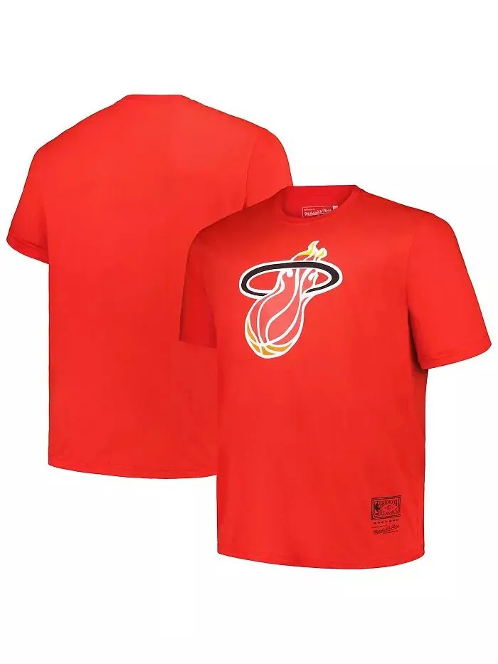 Мужская красная футболка Miami Heat Big Tall Hardwood Classics с винтажным логотипом Mitchell & Ness
