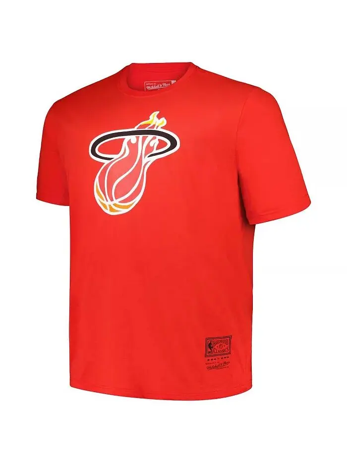 Мужская красная футболка Miami Heat Big Tall Hardwood Classics с винтажным логотипом Mitchell & Ness — изображение 2 из 3