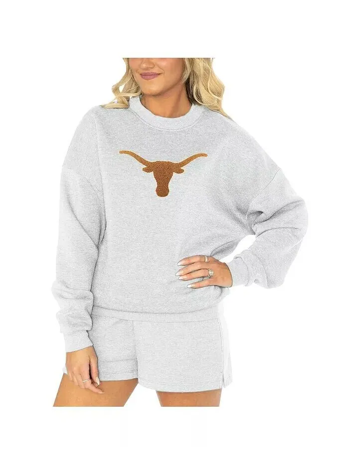 Женский комплект для сна Ash Texas Longhorns Team Effort, свитер и шорты Gameday Couture