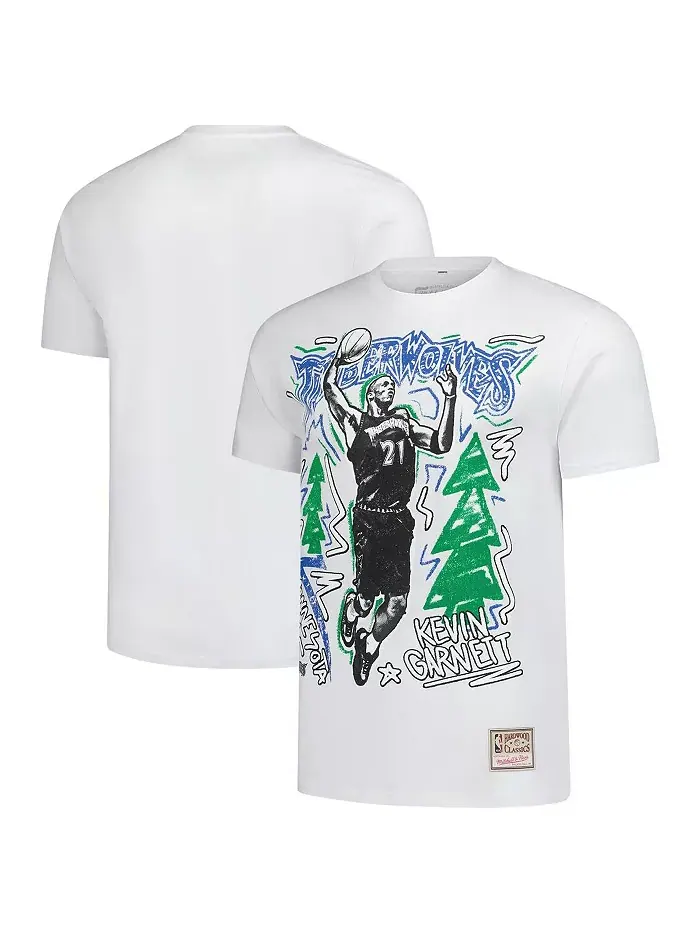 Мужская футболка Kevin Garnett White Minnesota Timberwolves Hardwood Classics Chalked Up Mitchell &