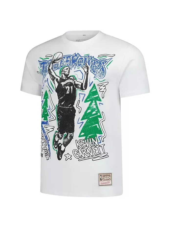 Мужская футболка Kevin Garnett White Minnesota Timberwolves Hardwood Classics Chalked Up Mitchell & — изображение 2 из 3