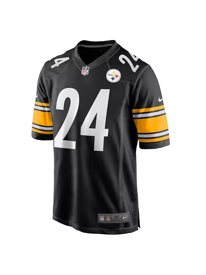 Мужская игровая футболка Joey Porter Jr. черная Pittsburgh Steelers, выбор драфта НФЛ 2023 Nike — изображение 2 из 3