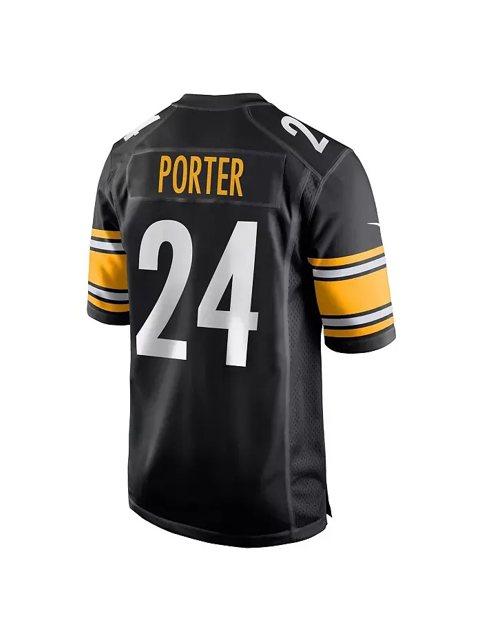 Мужская игровая футболка Joey Porter Jr. черная Pittsburgh Steelers, выбор драфта НФЛ 2023 Nike — изображение 3 из 3