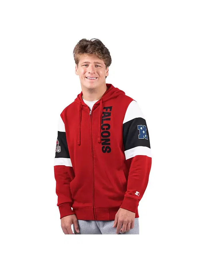 Мужская худи с молнией Atlanta Falcons Extreme Vintage Logo красного цвета Starter — изображение 1 из 2