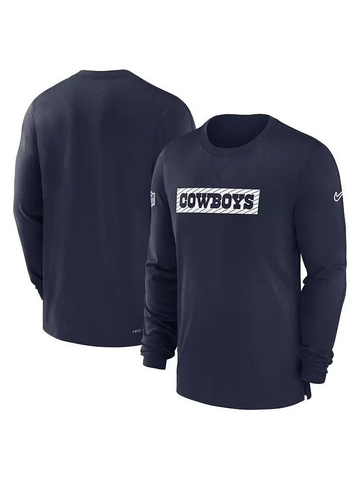 Мужская синяя футболка с длинным рукавом Dallas Cowboys 2024/25 Sideline Player Tri-Blend — изображение 1 из 3