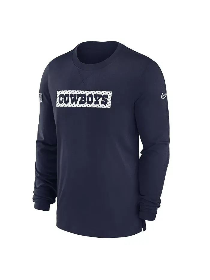 Мужская синяя футболка с длинным рукавом Dallas Cowboys 2024/25 Sideline Player Tri-Blend — изображение 2 из 3