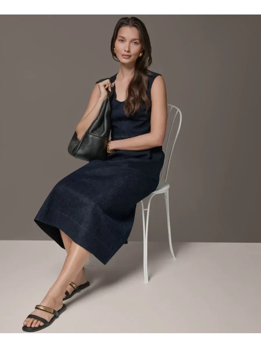 Платье-миди с V-образным вырезом и поясом Donna Karan Weekend, The Seneca — изображение 10 из 10