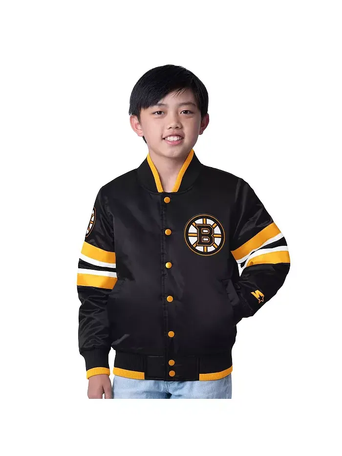 Черно-золотая бейсбольная куртка Boston Bruins Scout 1 на молнии для мальчиков и девочек старшего