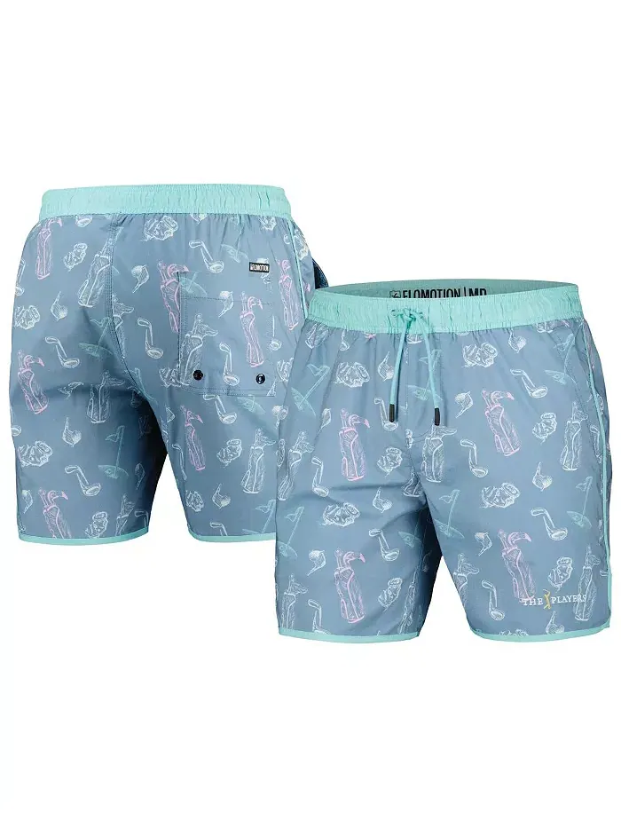 Мужские синие шорты THE PLAYERS Bogey Bag Tri-Blend Volleyshorts Flomotion — изображение 1 из 3