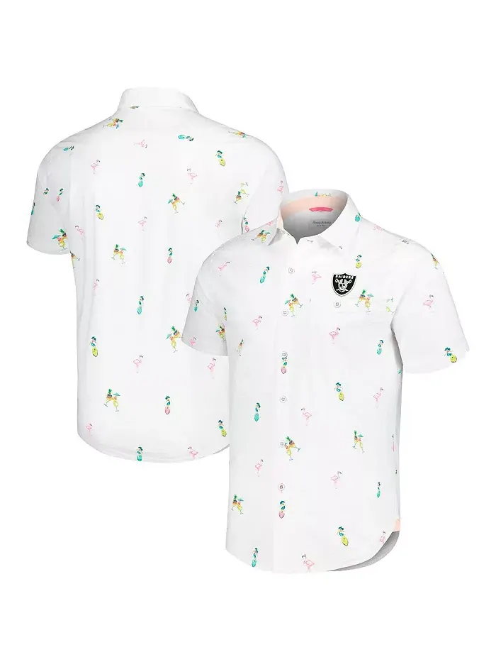 Мужская футболка с пуговицами Las Vegas Raiders Nova Wave Flocktail Tommy Bahama — изображение 1 из 3